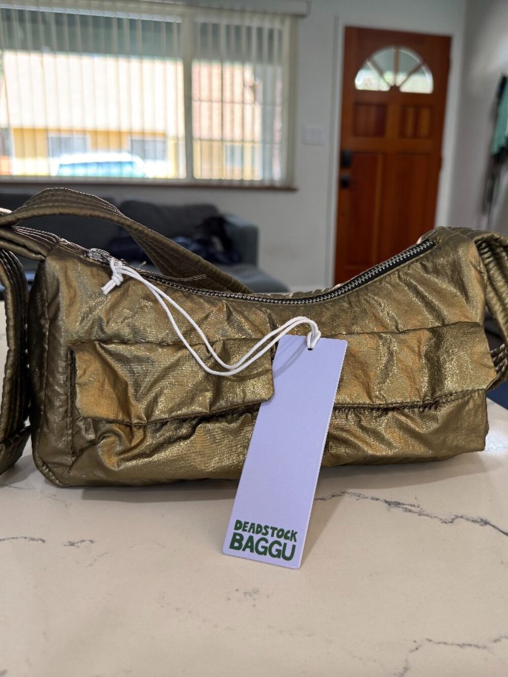NWT DEADSTOCK Brass Metallic Baggu Cargo Shoulder Bag